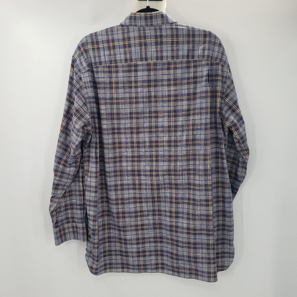 Orvis Blue Plaid Long Sleeve Button Down Shirt Mens Large Textured Cotton - Picture 3 of 12